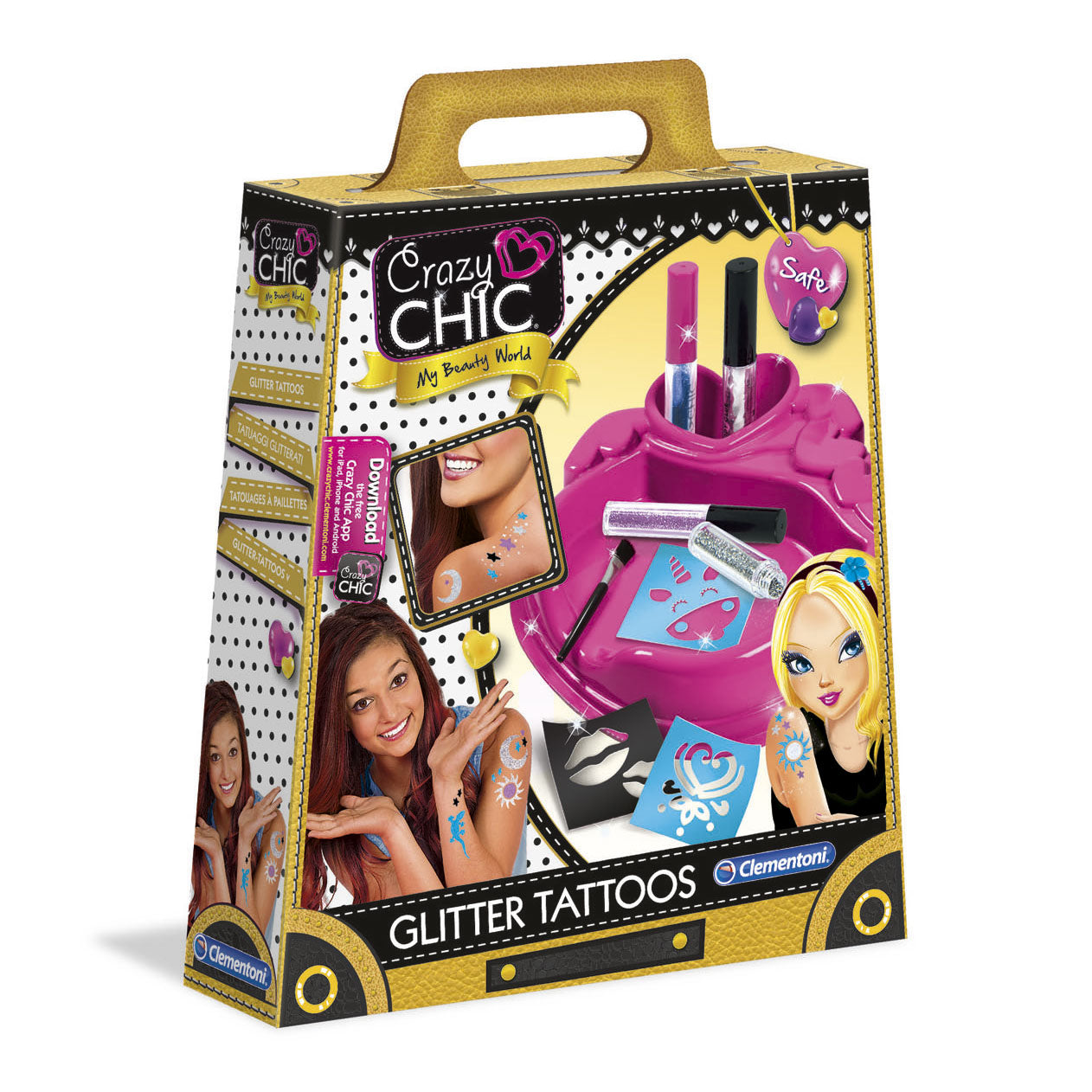 Clementoni crazy chic glitter tattoos maken