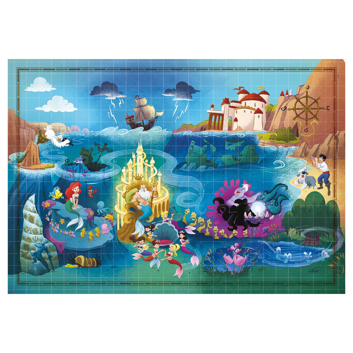 Clementoni wereldkaart puzzel kleine zeemeermin, 1000st.