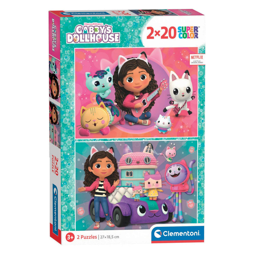 Clementoni supercolor puzzel gabbys dollhouse 2x20 stukjes