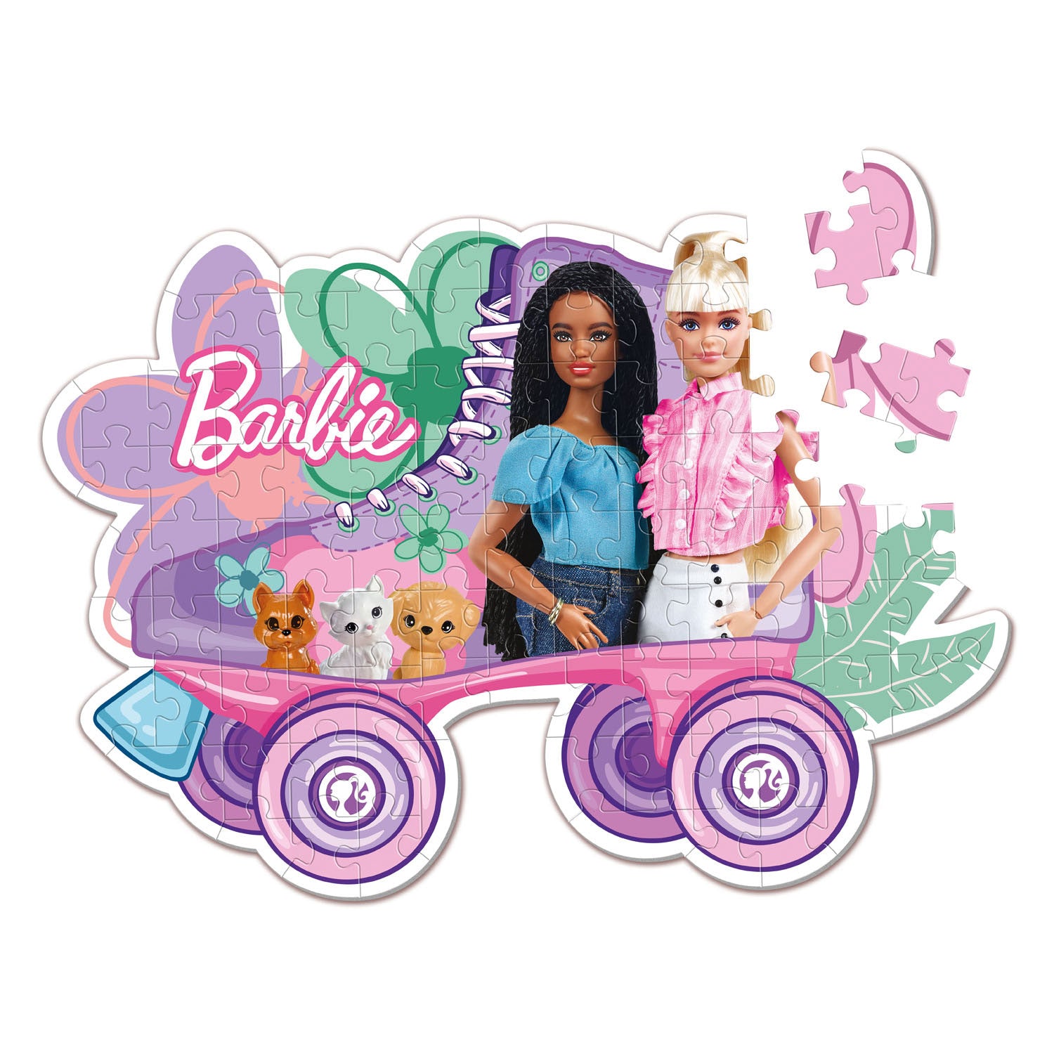 Clementoni legpuzzel super color - barbie rolschaats, 104st.