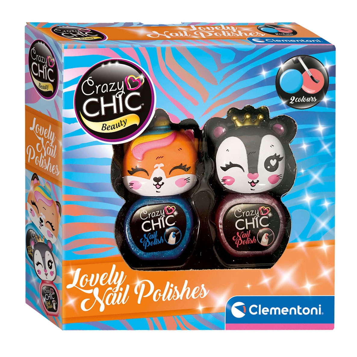 Clementoni crazy chic nagellak blauw rood, 2st.