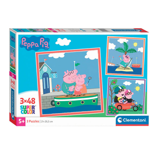 Clementoni legpuzzel super color vierkant peppa pig, 3x48st.
