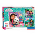 Clementoni legpuzzel super color vierkant gabby's poppenhuis, 3x48st.