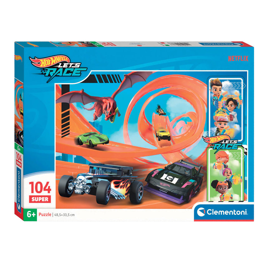 Clementoni legpuzzel super color hot wheels, 104st.