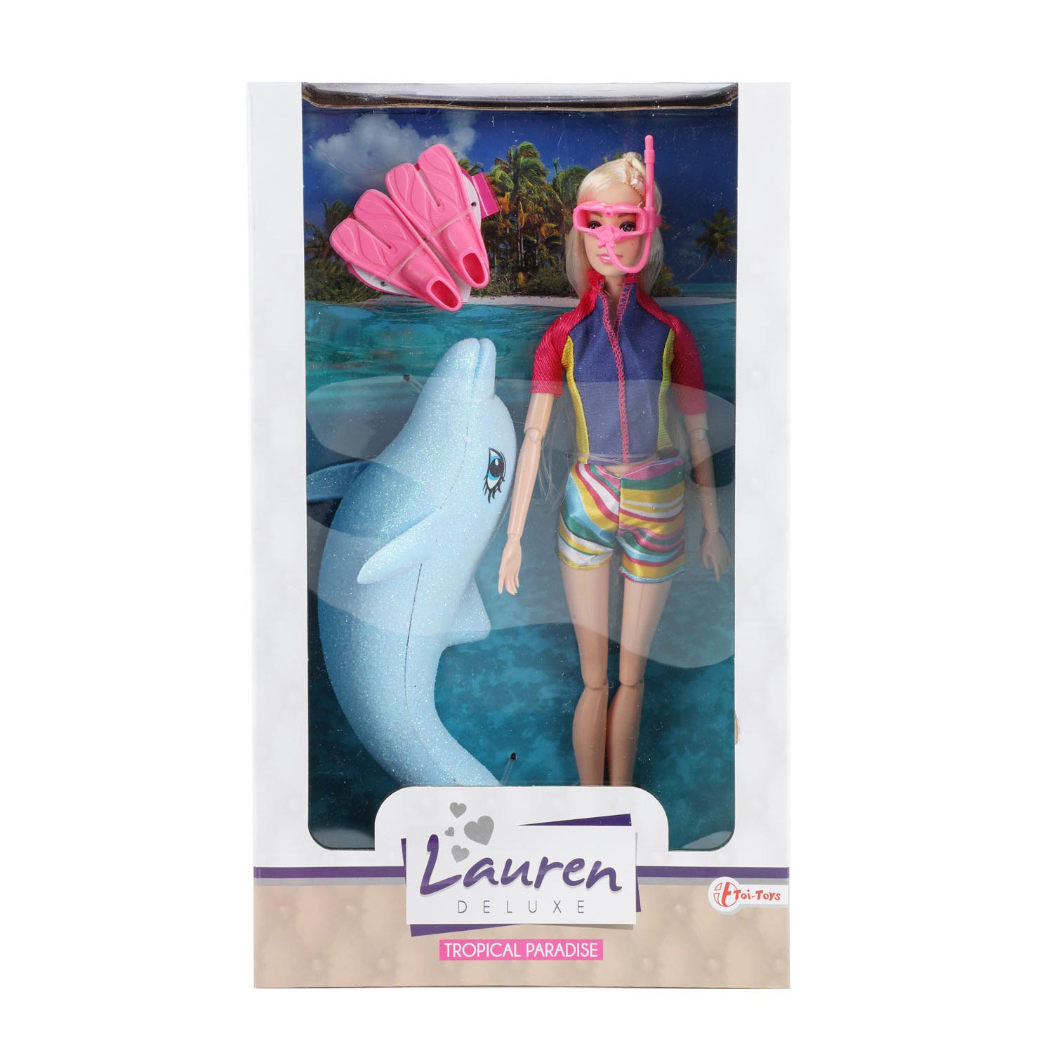 Toi-toys lauren deluxe tienerpop duikster met glitter dolfijn