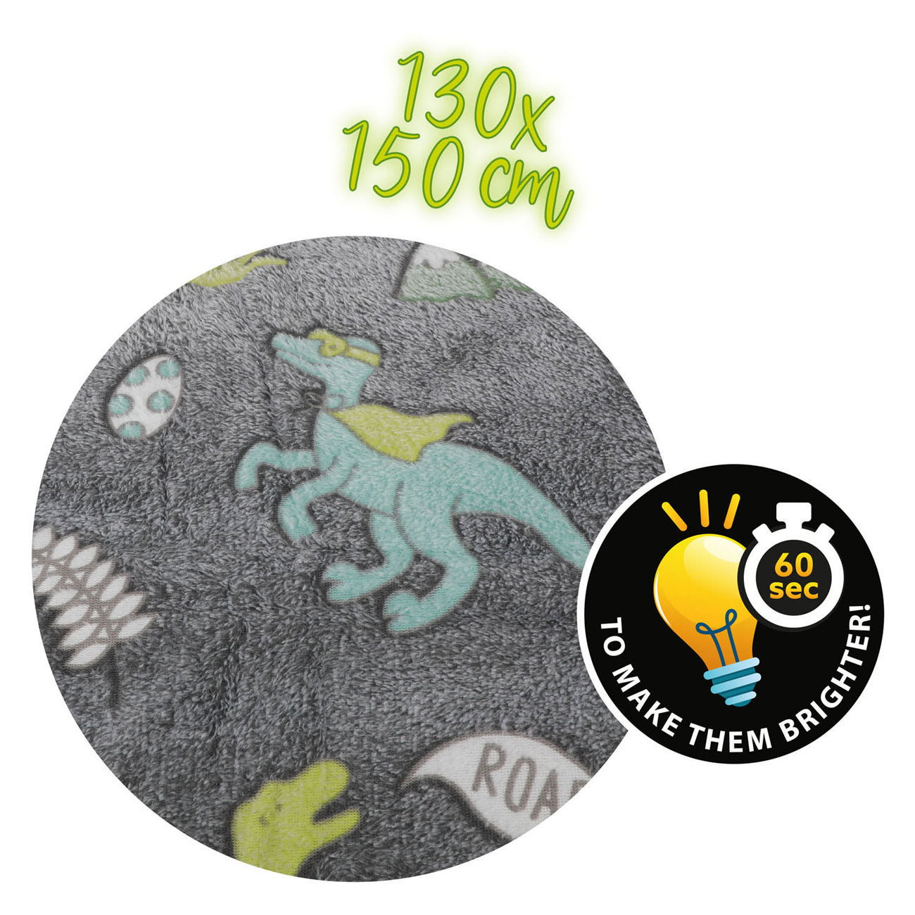 Toi-toys star toys glow in the dark dino deken 150x130 cm