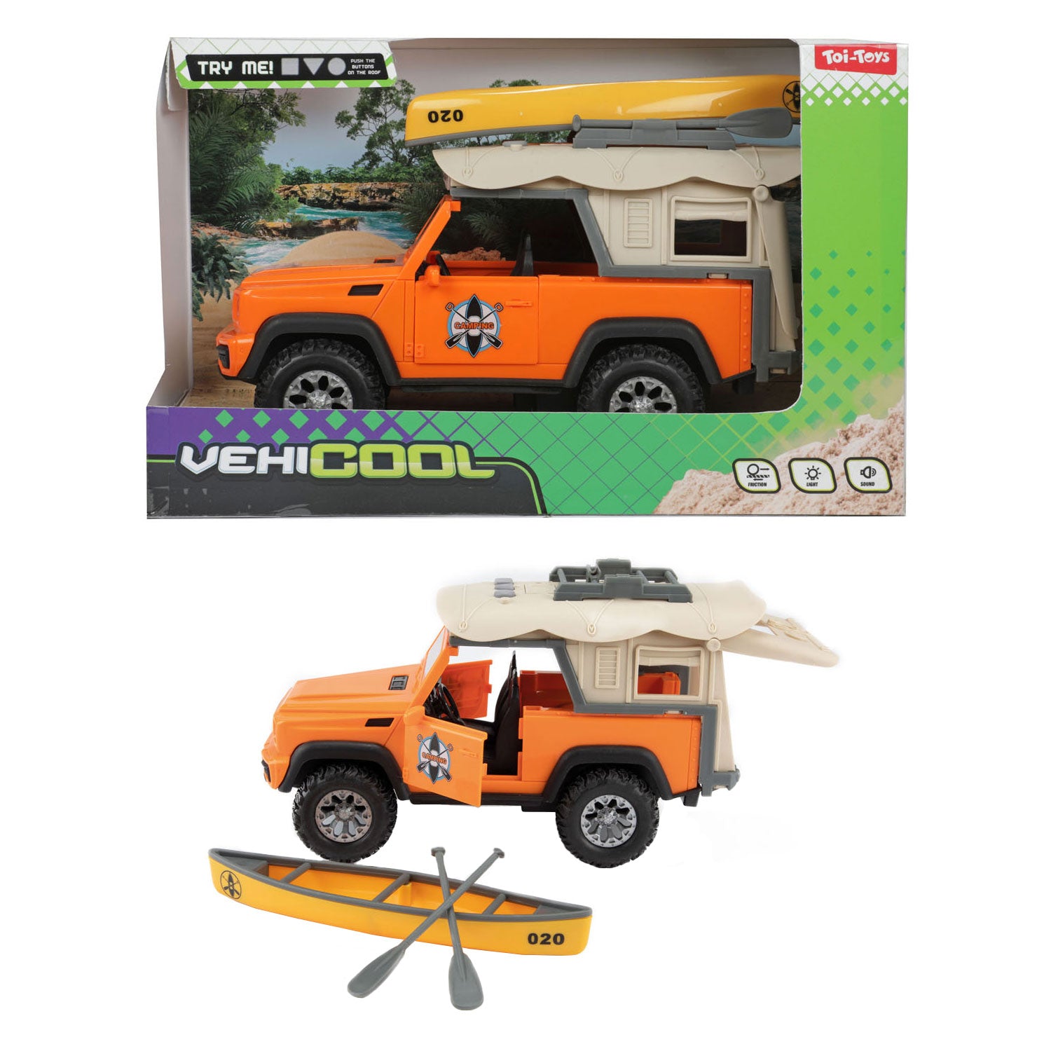 Toi-toys vehicool auto + kano + frictie + licht en geluid
