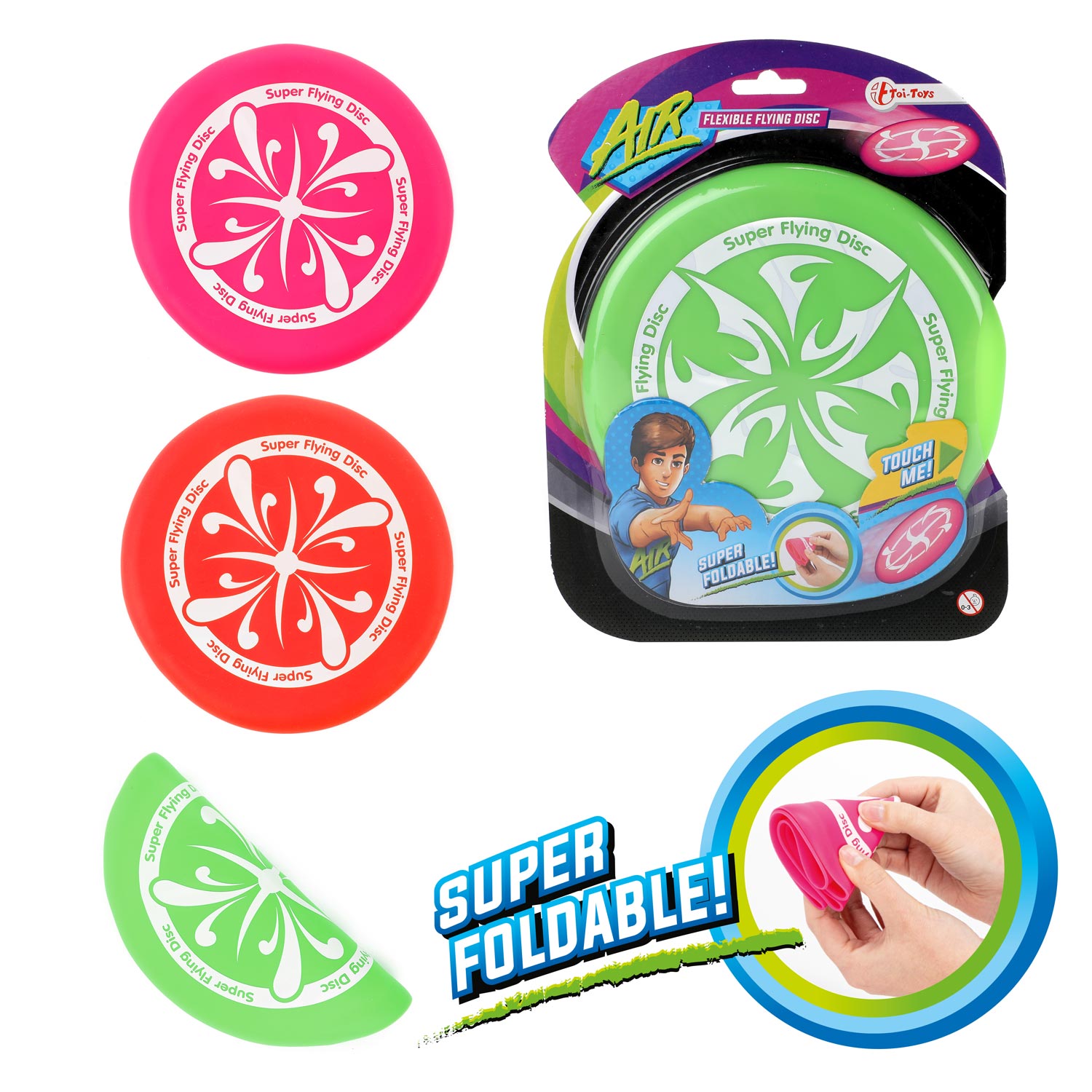 Toi-toys air superflexibele rubberen frisbee 17 cm verschillende uitvoeringen