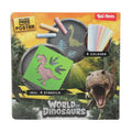 Toi-toys world of dinosaurs stoepkrijt dino met sjablonen, 10dlg.