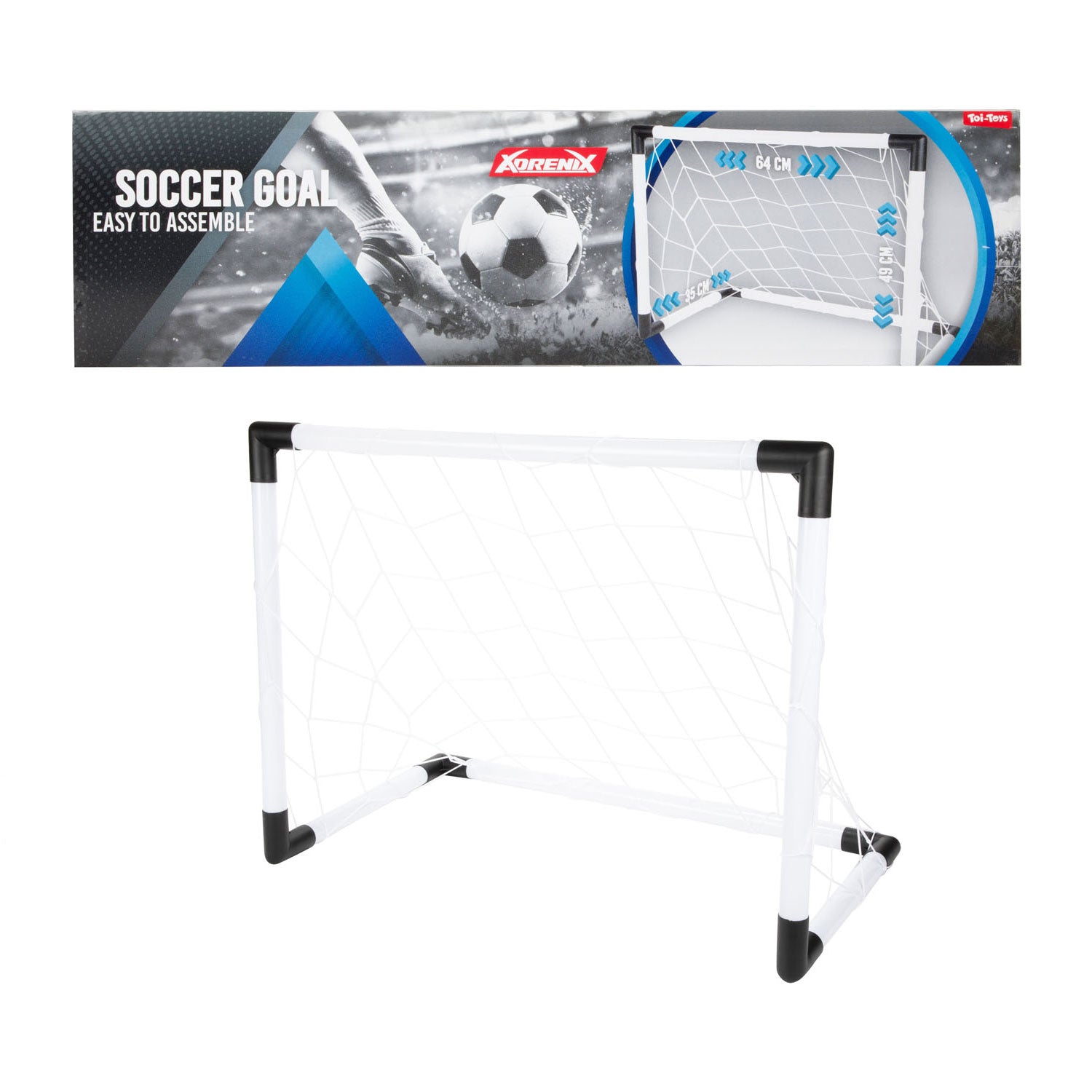 Adrenix voetbaldoel met net, 64x49x35cm