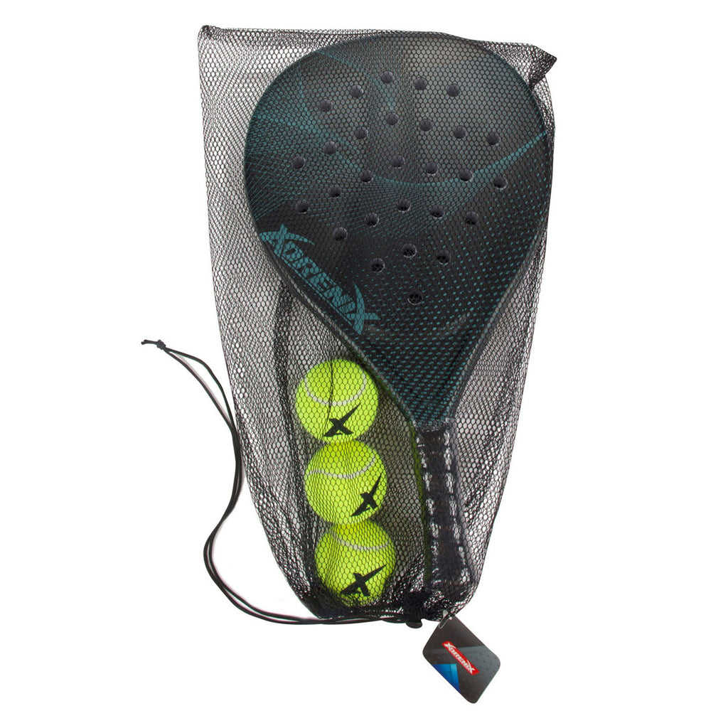 Adrenix padelset racket met 3 ballen - rood