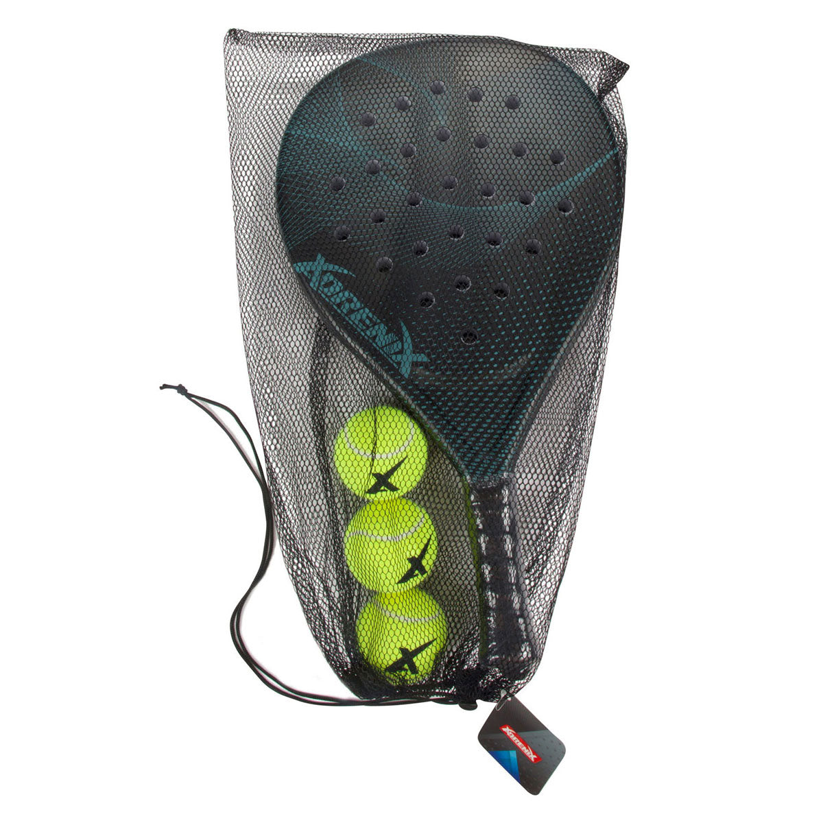 Adrenix padelset racket met 3 ballen - rood