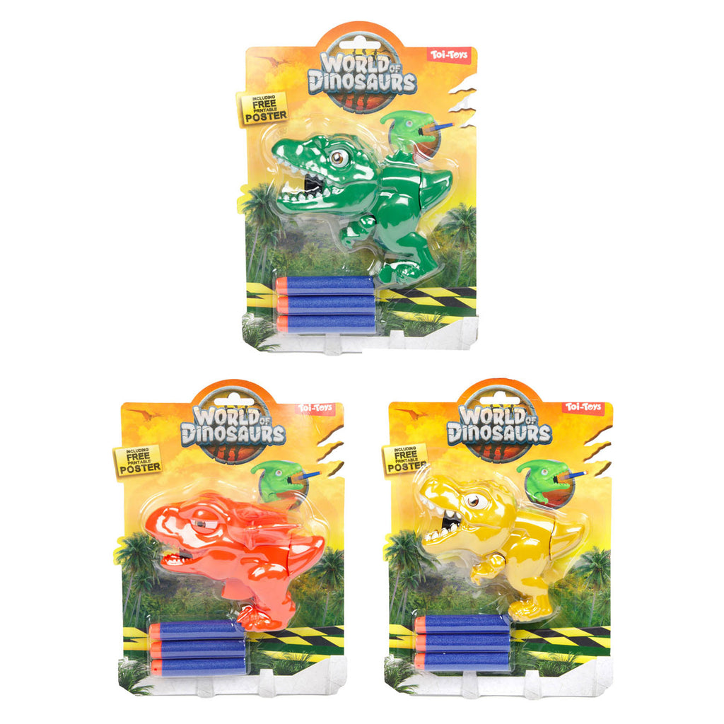 Toi-toys world of dinosaurs mini dinopistool met pijlen, 4dlg.