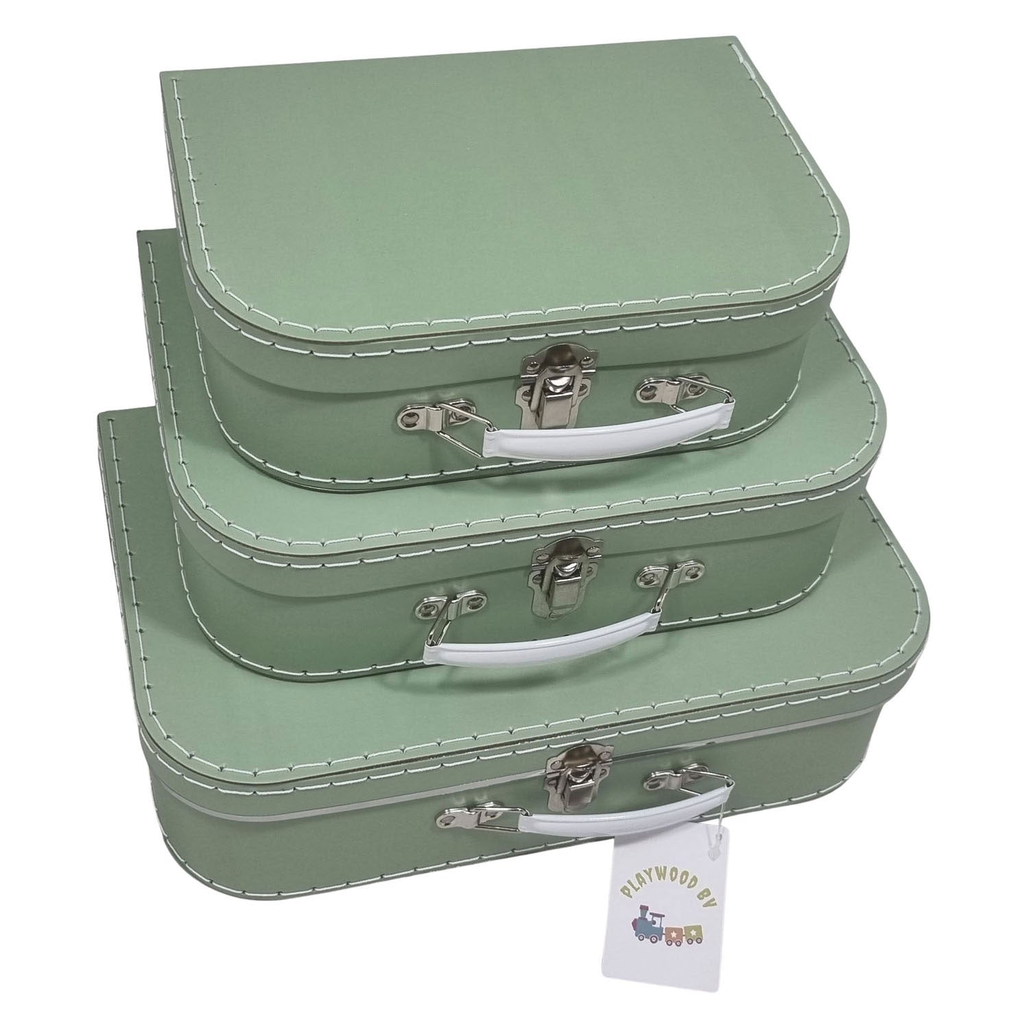 Playwood kartonnen koffer set groen, 3st.