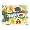 Playwood houten noppenpuzzel wilde dieren, 10st.