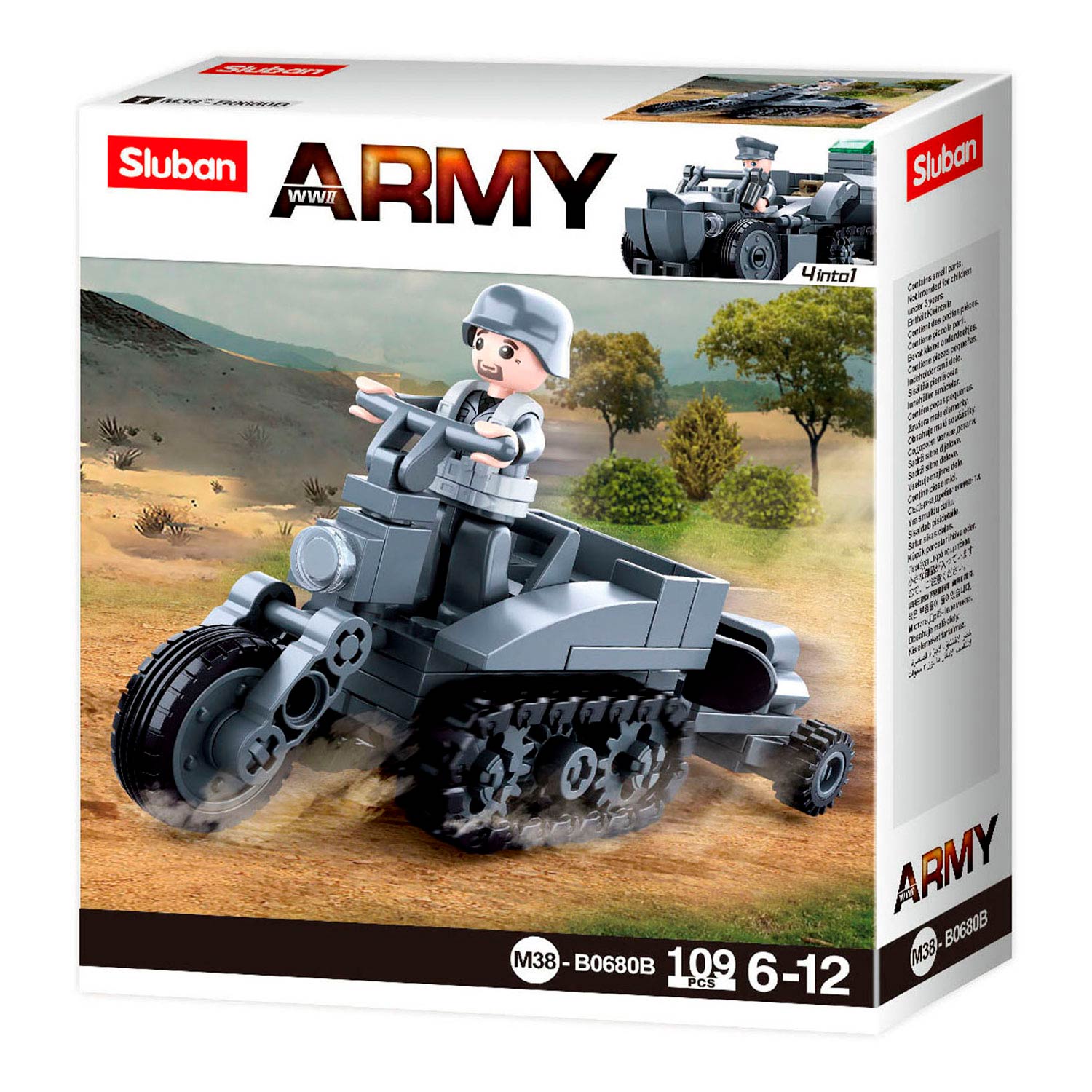 Sluban army wwii motor met tracks (m38-b0680b)