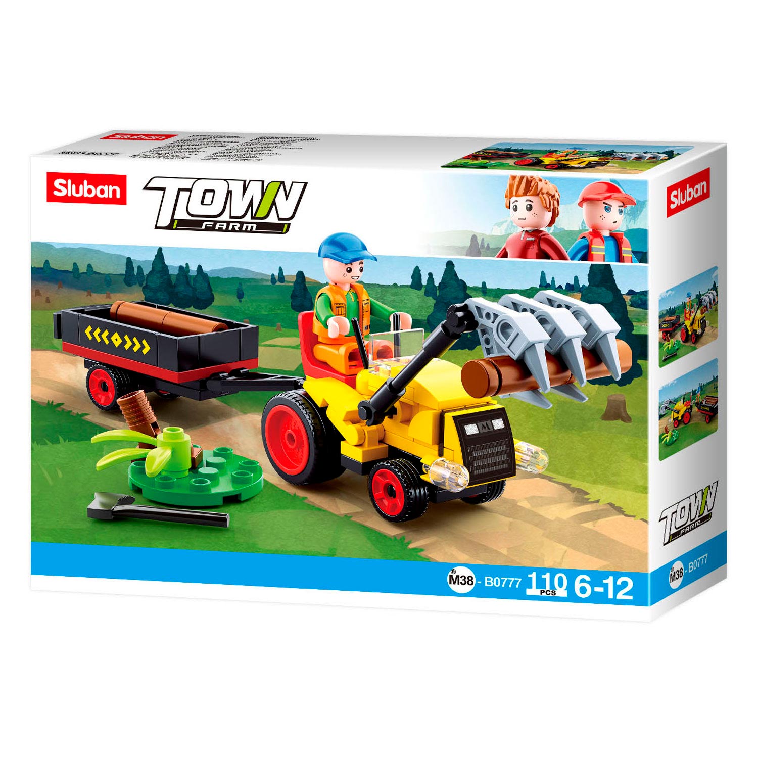 Sluban farm tractor met boomstammen (m38-b0777)