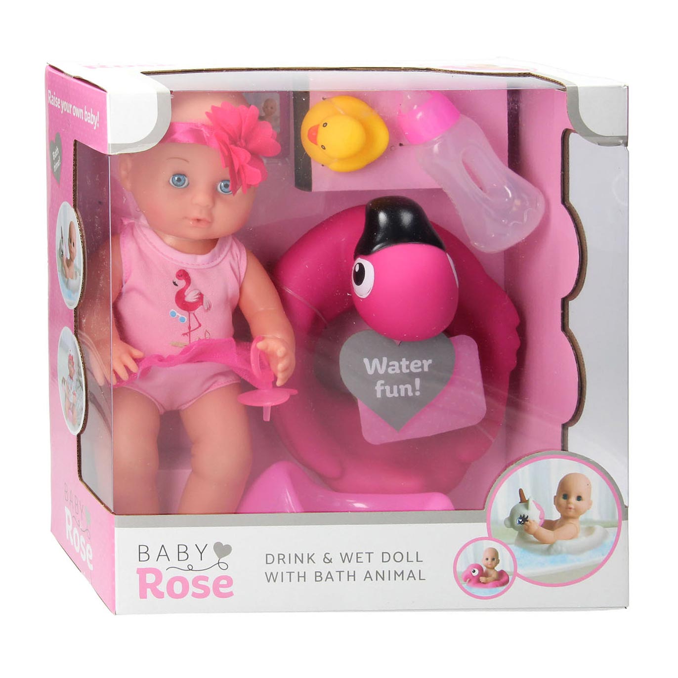 Johntoy john toy baby rose drink en plaspop 30cm