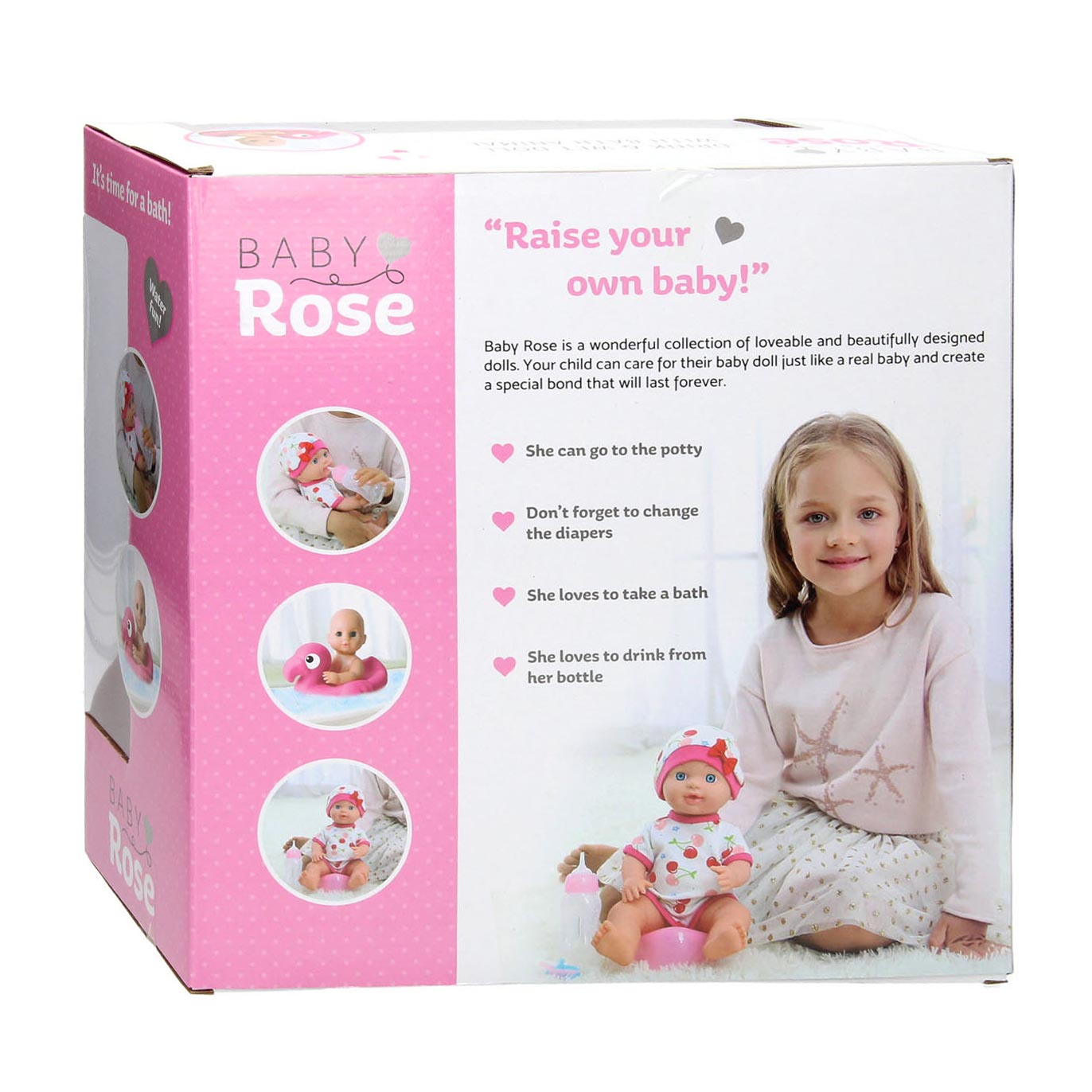 Johntoy john toy baby rose drink en plaspop 30cm
