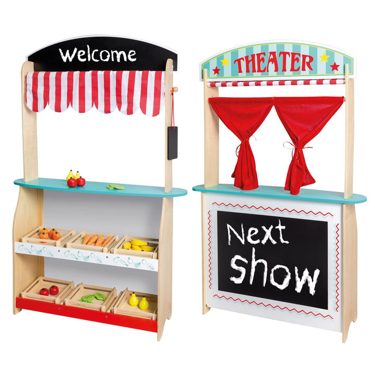 Jouéco joueco theater en winkel met accessoires, 2in1
