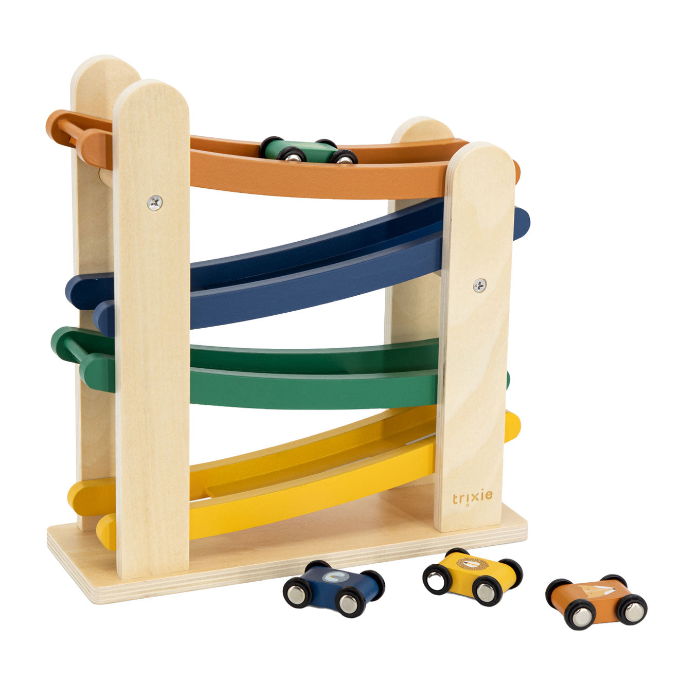 Trixie houten autobaan met 4 auto's
