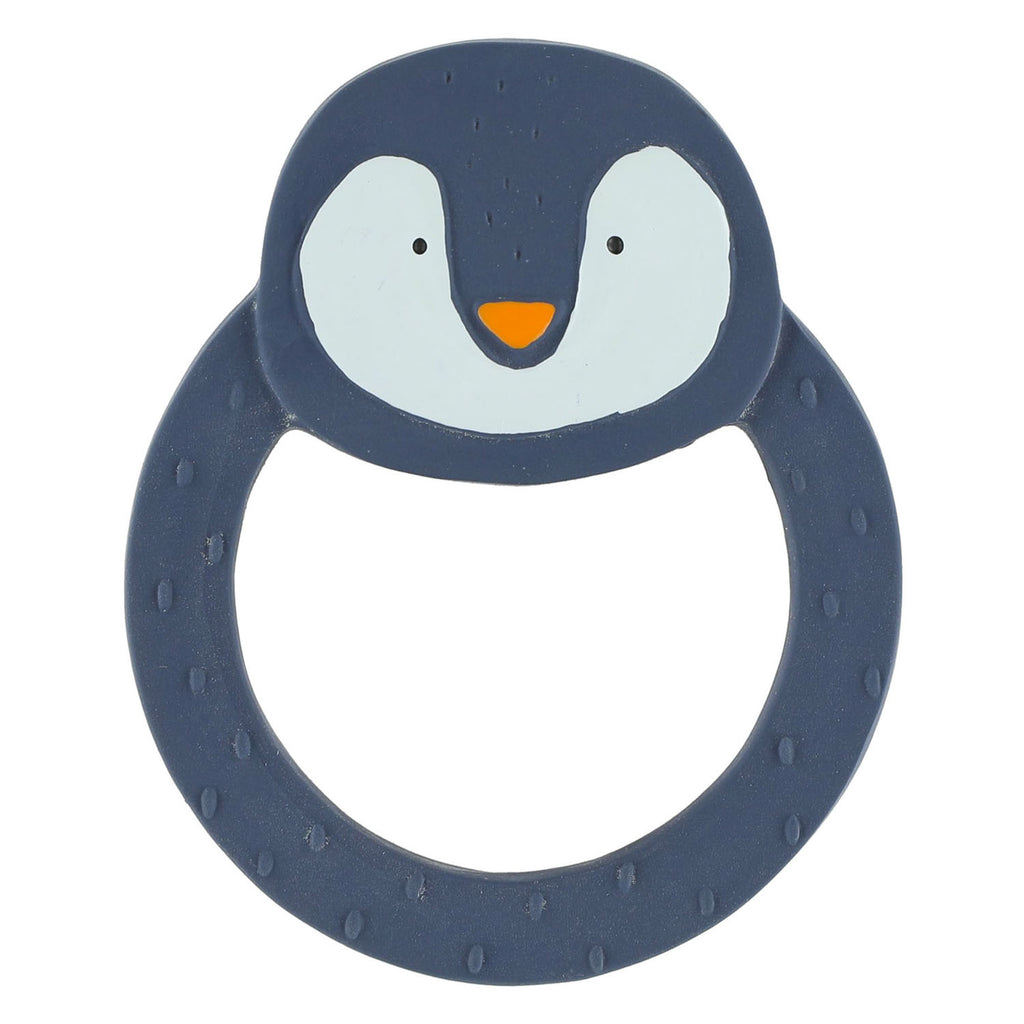 trixie natuurlijk rubber ronde bijtring - mr. penguin