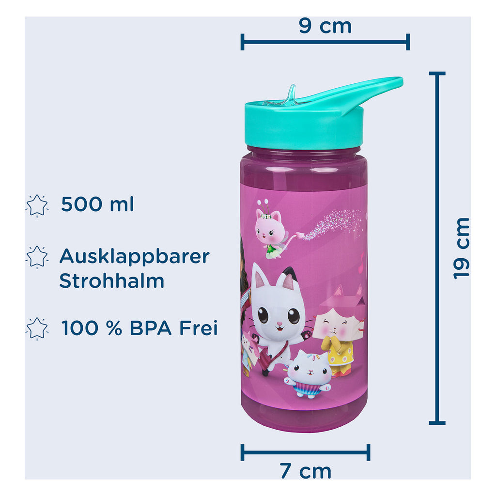 Merkloos sans marque gabby #039;s dollhouse drinkfles 500 ml roze groen