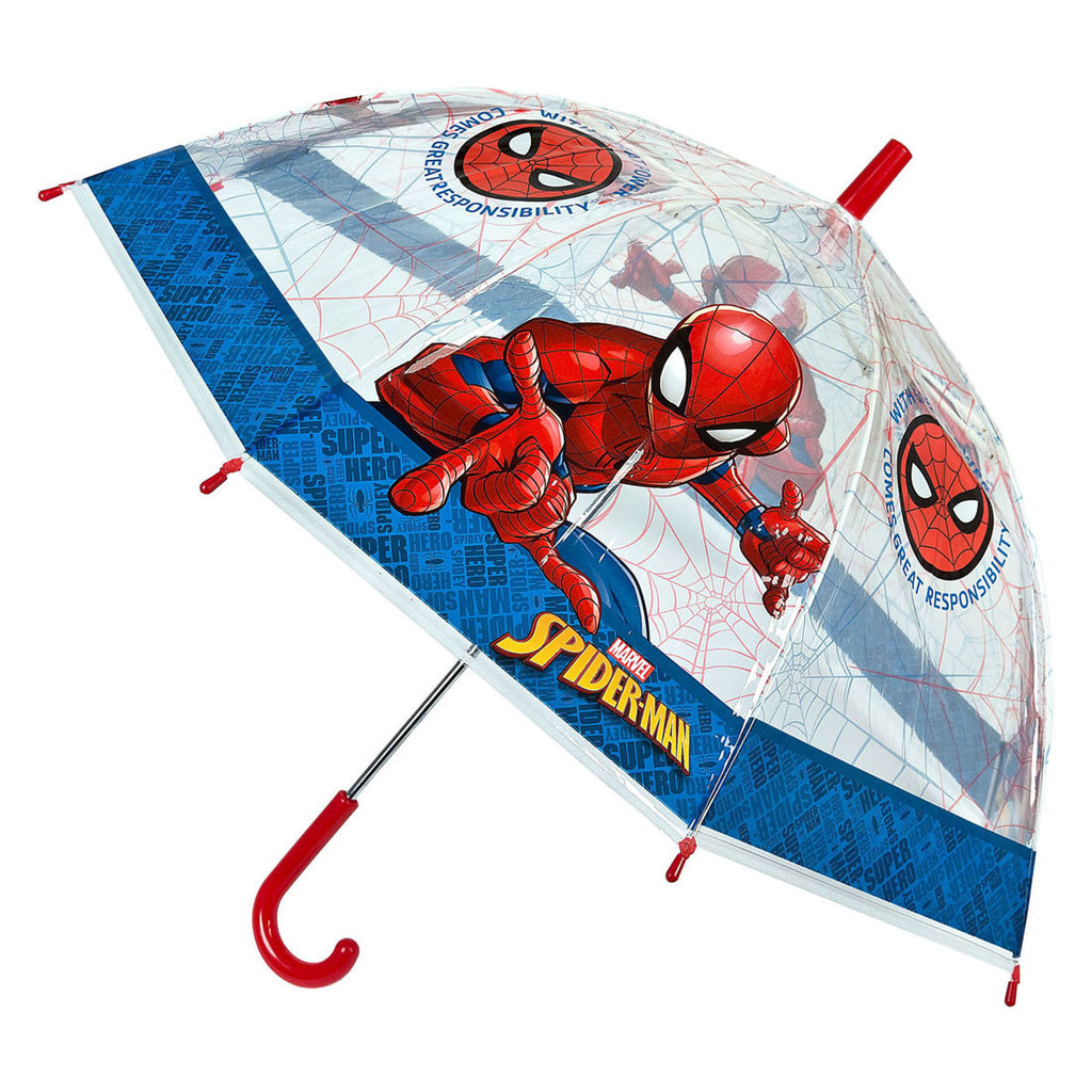 Undercover spiderman kinderparaplu 66 cm blauw rood transparant