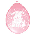 Basic ballon hoera een meisje 30cm 8 stuks