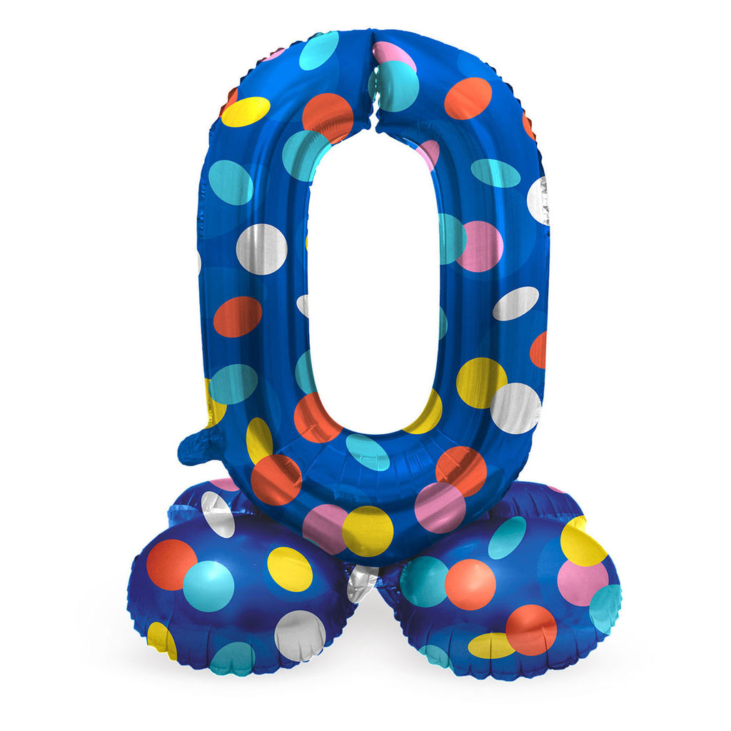 Folat bv staande folieballon colorful dots cijfer 0 - 72cm