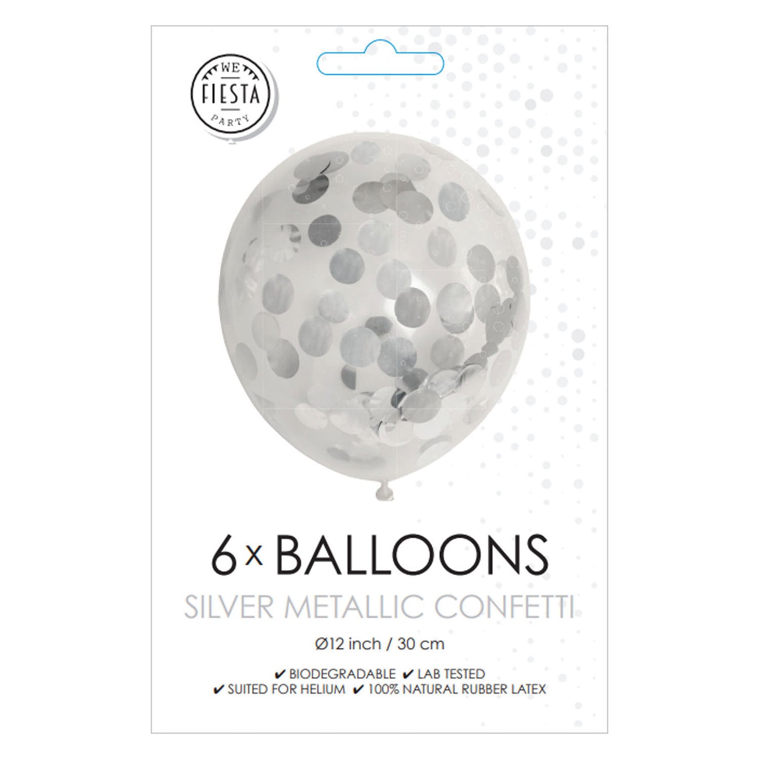 Globos confetti ballonnen papieren confetti metallic zilve 30cm, 6st.