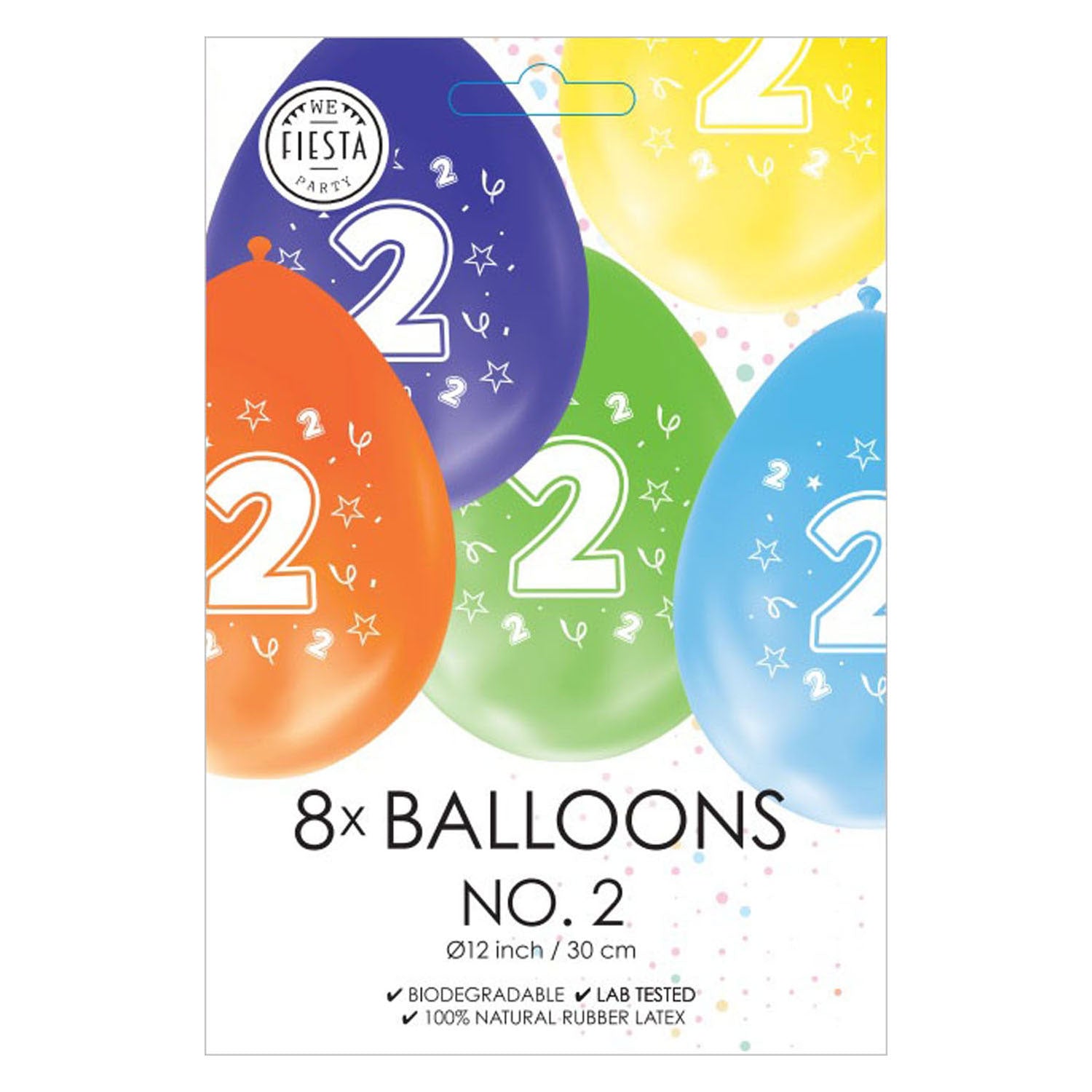 Globos ballonnen 2-zijdig geprint cijfer 2, 8st.