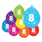 Globos ballonnen 2-zijdig geprint cijfer 8, 8st.