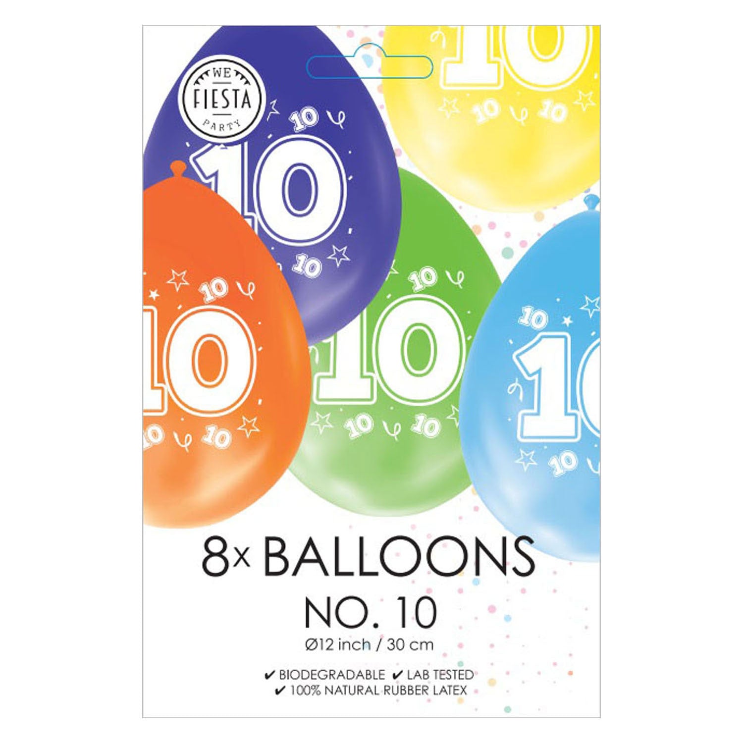 Globos ballonnen 2-zijdig geprint cijfer 10, 8st.