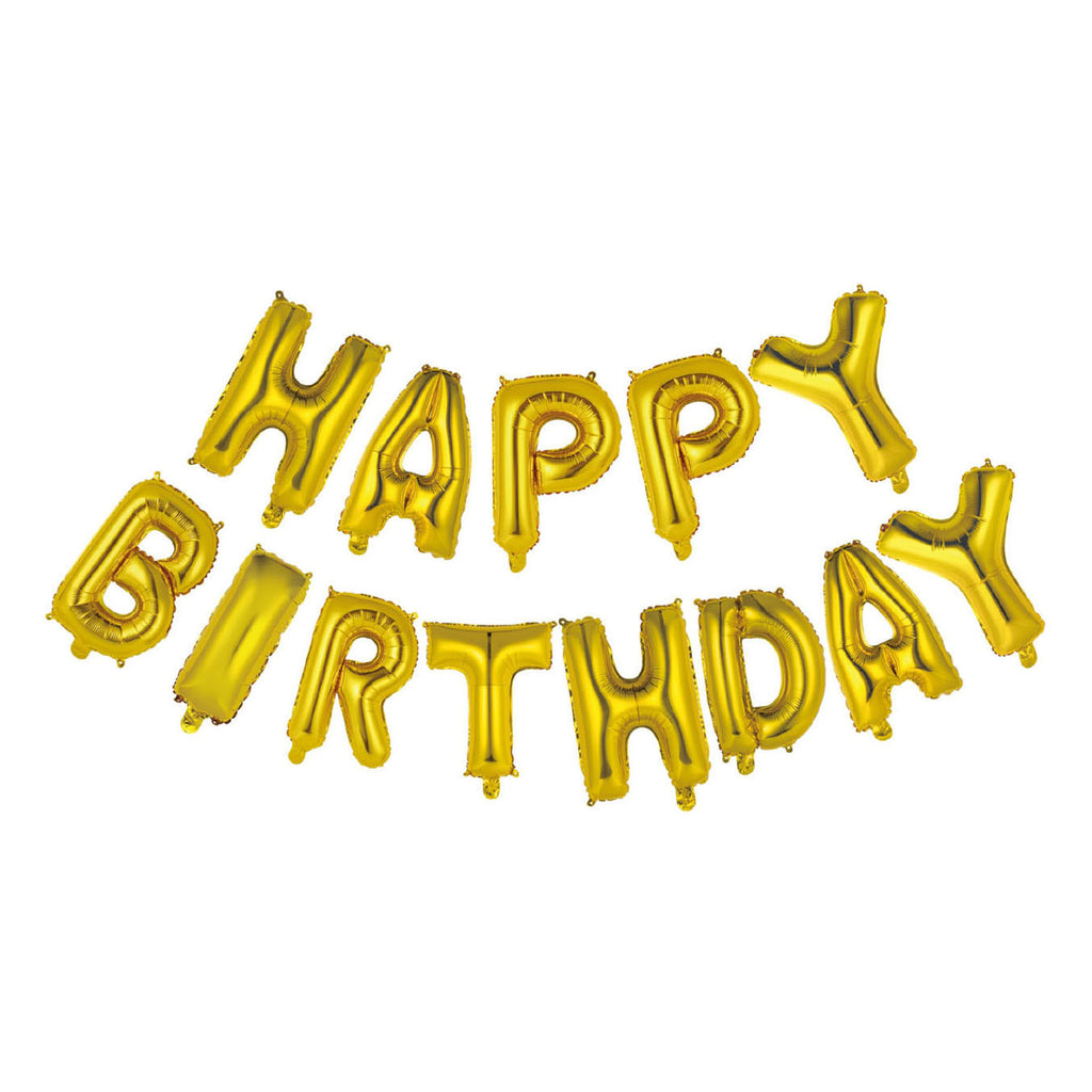 Globos folieballon tekst happy birthday goud