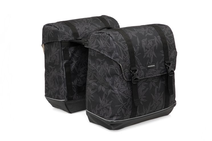 Newlooxs New Fietstas Alba Double Waterafstotend Polyester MIK Bagagedrager Zwart Groen Zand