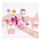 Bigjigs houten treinset - roze, 40dlg.