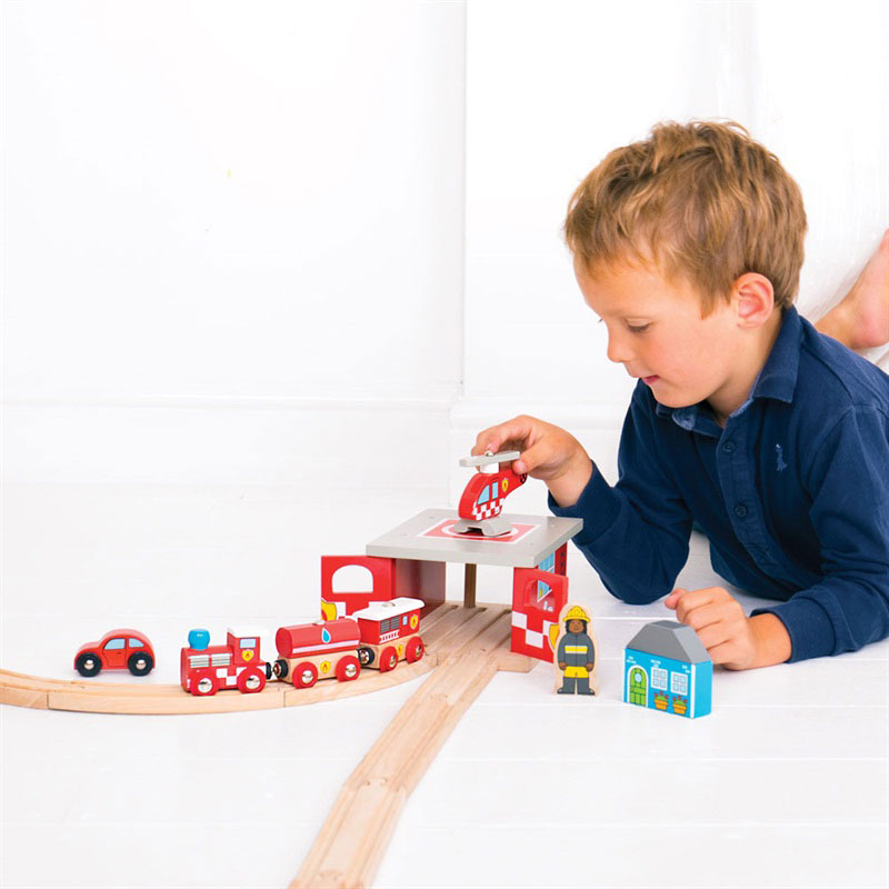 Bigjigs houten rails - brandweerkazerne