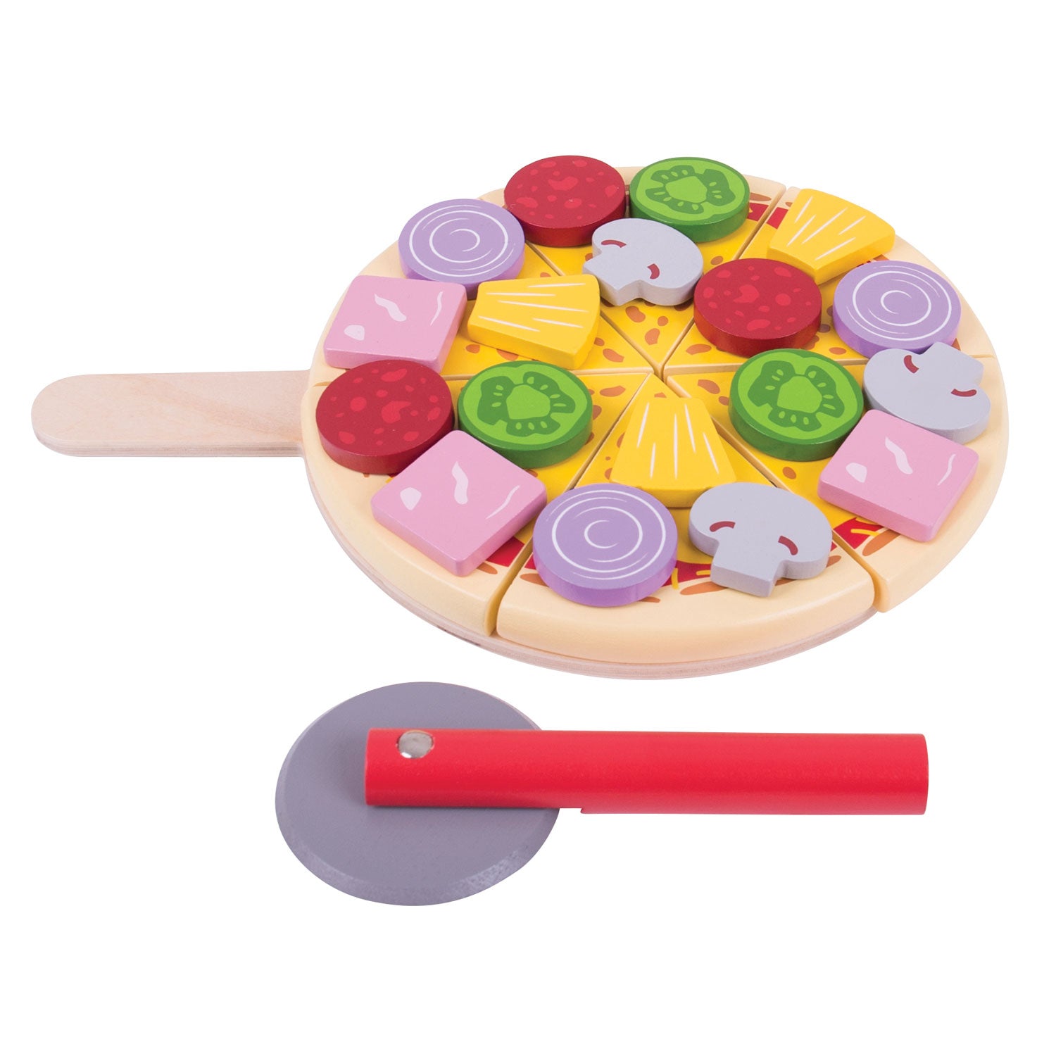 Bigjigs houten pizza met beleg