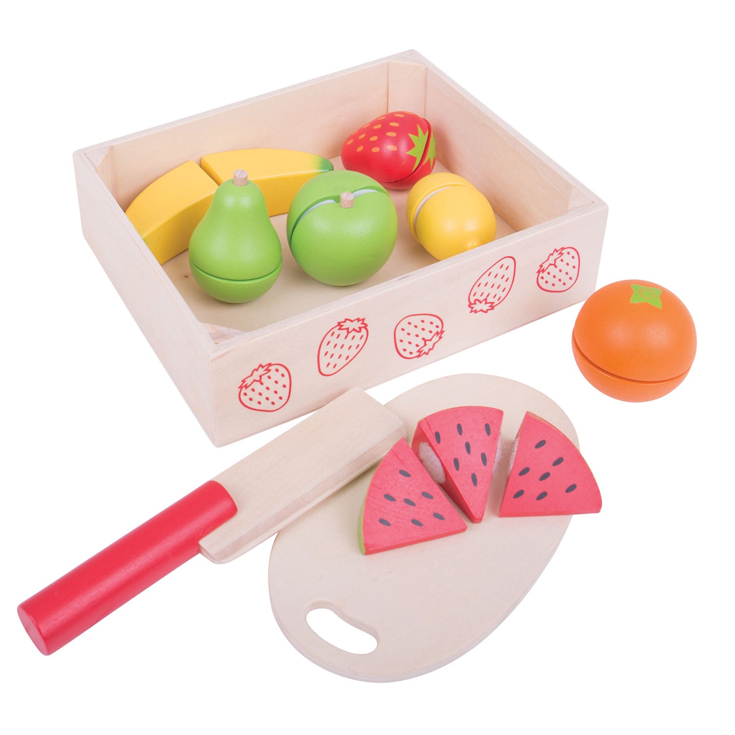 Bigjigs houten kistje met snijfruit