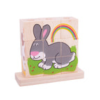 Bigjigs houten blokpuzzel huisdieren, 10st.