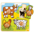Bigjigs houten noppenpuzzel boerderij, 4dlg.