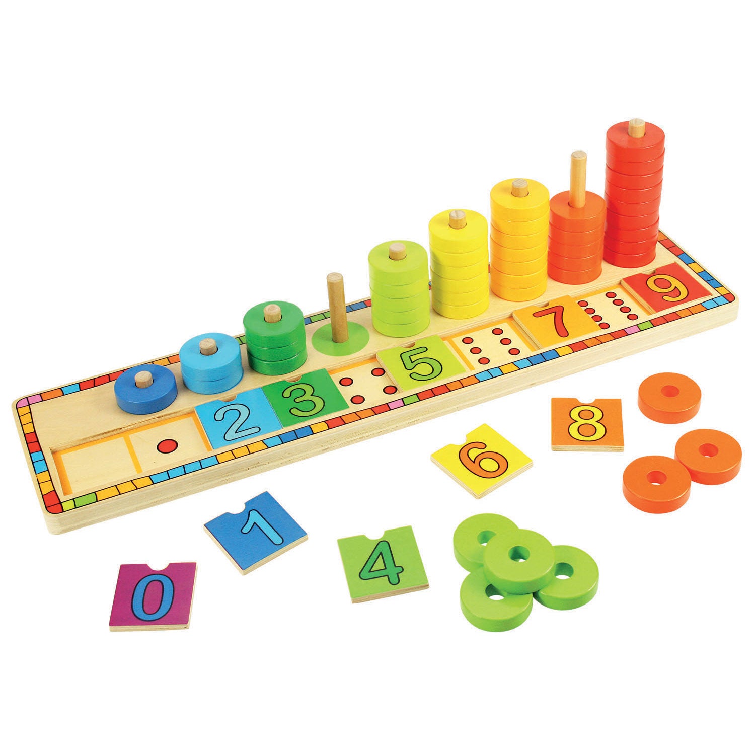 Bigjigs houten leerspel tellen, 55dlg.