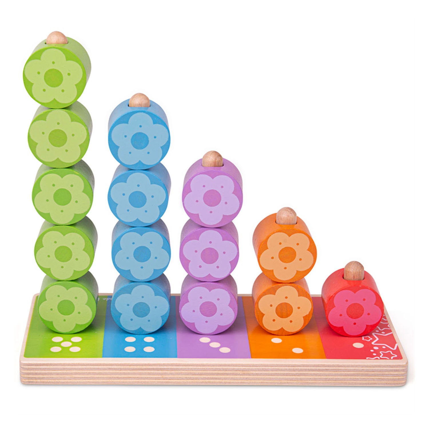 bigjigs houten stapelspel bloemen, 16dlg.