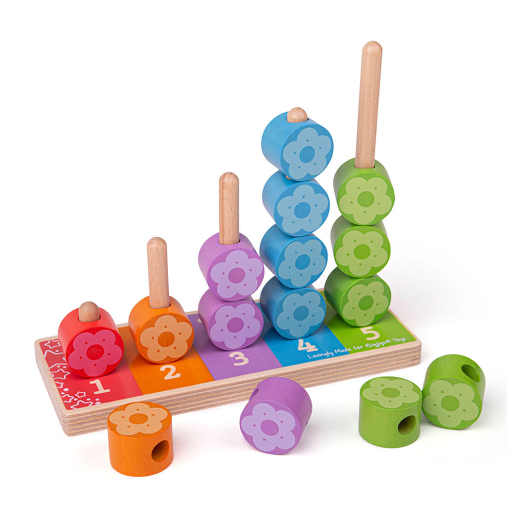bigjigs houten stapelspel bloemen, 16dlg.