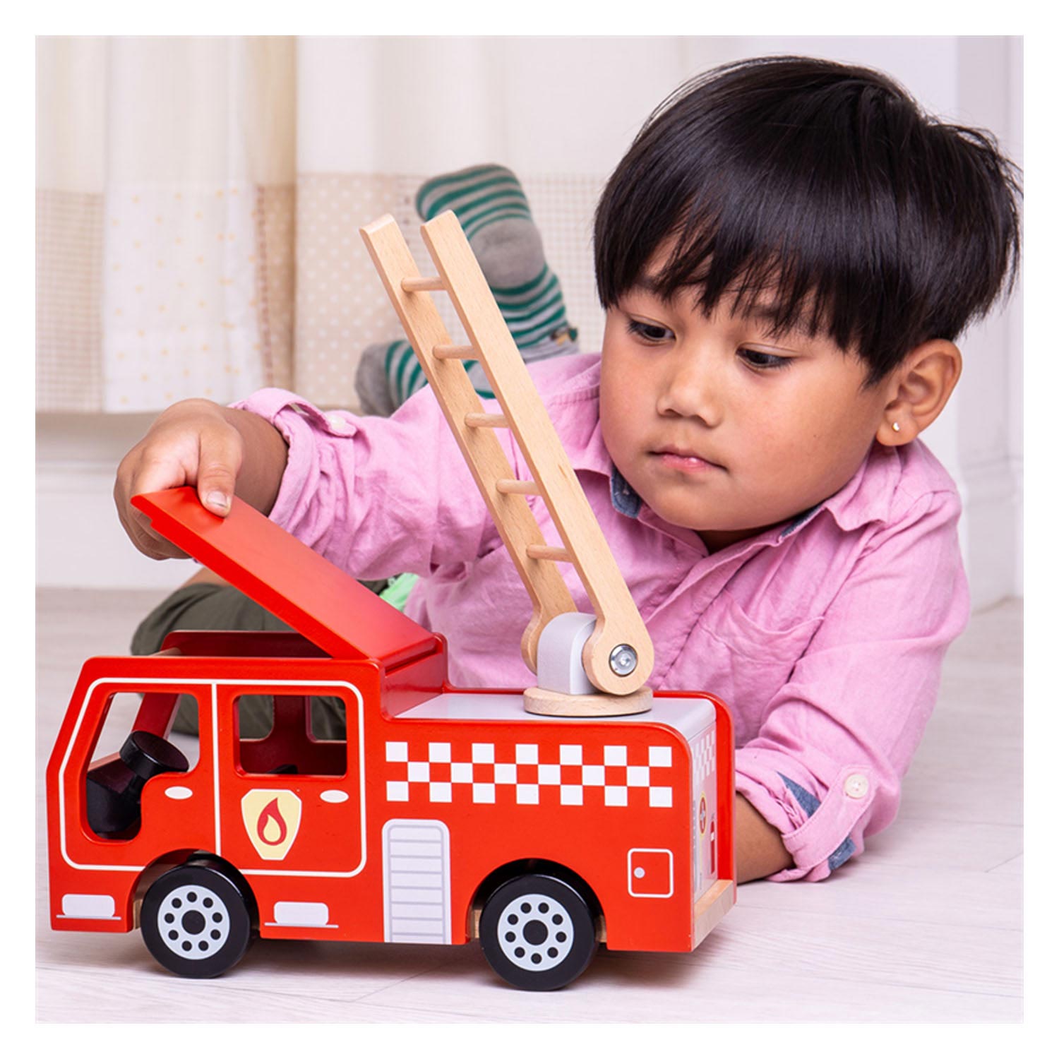 Bigjigs houten brandweerwagen
