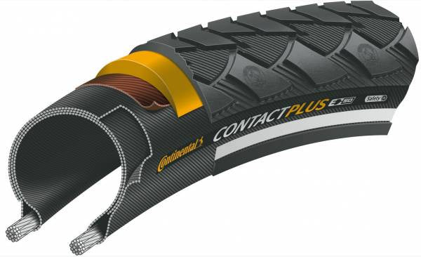 Continental Fietsband Contact Plus Reflectie Zwart 26x1.75 Stadsfiets Draadband 47-559