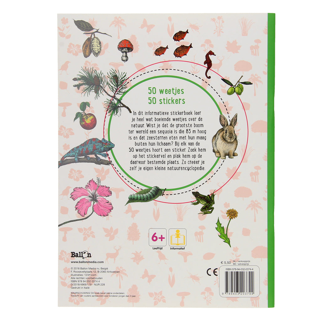 Ballon 50 weetjes, 50 stickers: natuur