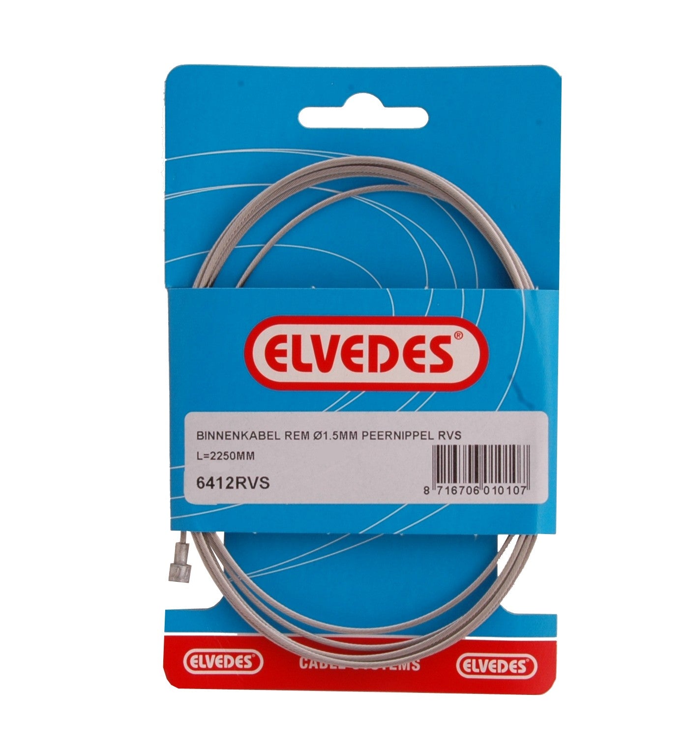 Elvedes rem binnenkabel 2250mm rvs ø1,5mm v-nippel