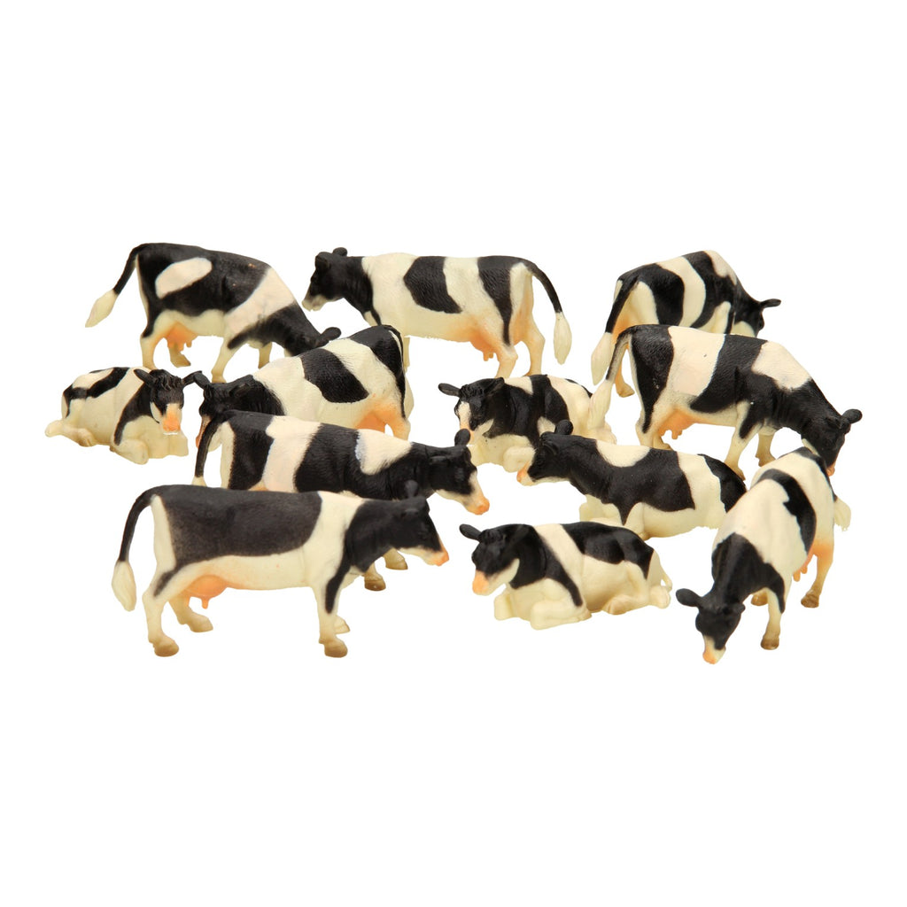 Kids globe koe 1:32 zwart wit liggend staand 12 st